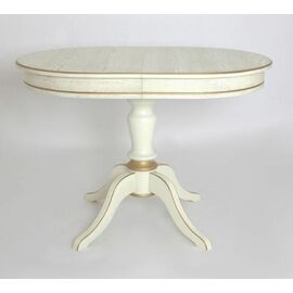 Стол "Капелла-2" (Эмаль 11/Слоновая кость+ патина золото/шпон дуба) Тип 2 | Интернет магазин мебели и декора LifeDekor