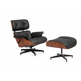 Кресло EAMES LOUNGE CHAIR и оттоманка EAMES LOUNGE CHAIR чёрные | Интернет магазин мебели и декора LifeDekor