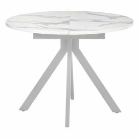 Стол Rudolf круглый раскладной 100-130x100x75см, белый мрамор, белый | Интернет магазин мебели и декора LifeDekor