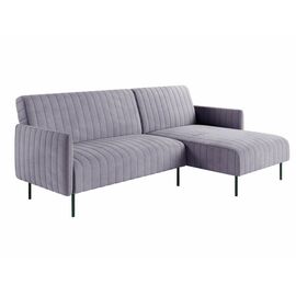 Baccara диван-кровать с шезлонгом, с подлокотниками, бархат серый 27 | Интернет магазин мебели и декора LifeDekor