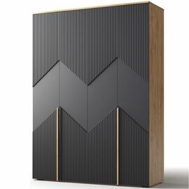 Шкаф «Оливия 1» 4Д КМК 0971.20, дуб наварра/шагрень черная | Интернет магазин мебели и декора LifeDekor