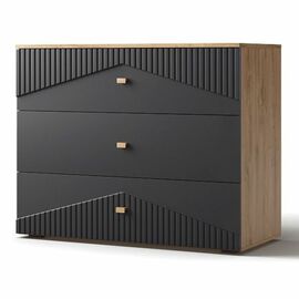 Комод «Оливия» 3Я КМК 0971.19, дуб наварра/шагрень черная | Интернет магазин мебели и декора LifeDekor