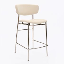 Дизайнерский полубарный стул Marko бежевый, основание хром | Интернет магазин мебели и декора LifeDekor
