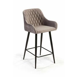 Стул полубарный Robert поворотный 360 градусов, бархат светло-серый 26 | Интернет магазин мебели и декора LifeDekor