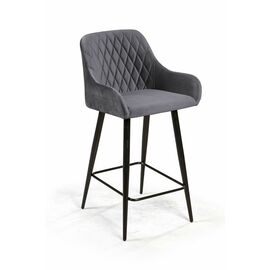 Стул полубарный Robert поворотный 360 градусов, бархат серый 27 | Интернет магазин мебели и декора LifeDekor