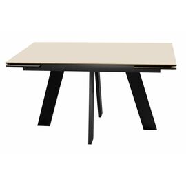 Стол DikLine SKM140 Керамика Krater Perla (бежевый матовый)/подстолье черное/опоры черные | Интернет магазин мебели и декора LifeDekor
