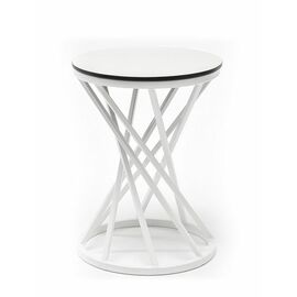 "Сантьяго" журнальный стол из HPL круглый Ø40 H55, каркас из стали белый, цвет столешницы "молочный" | Интернет магазин мебели и декора LifeDekor