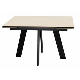 Стол DikLine SKM120 Керамика Krater Perla (бежевый матовый)/подстолье черное | Интернет магазин мебели и декора LifeDekor