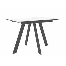 Стол DikLine DKD120, керамика 120(160)х80, марамор белый матовый, опоры черные (2 уп.) | Интернет магазин мебели и декора LifeDekor