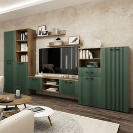 Стенка «Монреаль» КМК 0986, дуб канзас/зеленый матовый | Интернет магазин мебели и декора LifeDekor