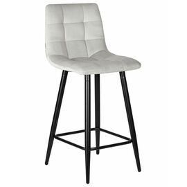 Стул полубарный DOBRIN OLIVIA, черные матовые ножки, светло-серый велюр (108-52), Вариант: черные матовые ножки, светло-серый велюр (108-52) | Интернет магазин мебели и декора LifeDekor