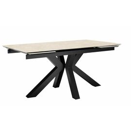 Стол DikLine SFE140 Керамика Krater Perla (бежевый матовый)/подстолье черное/опоры черные (2 уп.) | Интернет магазин мебели и декора LifeDekor