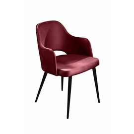 Стул William с подлокотниками, бархат винно-красный 16/ черный конус | Интернет магазин мебели и декора LifeDekor