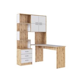 Компьютерный стол Ганор правый дуб вотан / белый | Интернет магазин мебели и декора LifeDekor