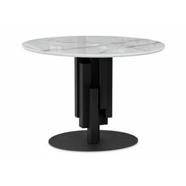 Стол стеклянный Калипсо 110х75 белый мрамор / черный | Интернет магазин мебели и декора LifeDekor