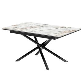 Стол керамический Alfa 120-165*80*76 бежевый мрамор/черный | Интернет магазин мебели и декора LifeDekor