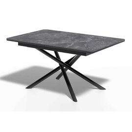 Стол керамический Alfa 120-165*80*76 черный мрамор/черный | Интернет магазин мебели и декора LifeDekor