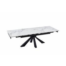 Стол керамический Dick 160-240*90*76 белый глянцевый/черный | Интернет магазин мебели и декора LifeDekor