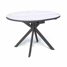 Стол овальный керамический Avilon 110-155*0*76 белый мрамор/черный | Интернет магазин мебели и декора LifeDekor