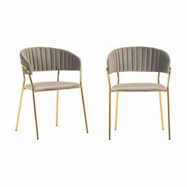 Комплект из 2-х стульев Turin латте, золотые ножки | Интернет магазин мебели и декора LifeDekor