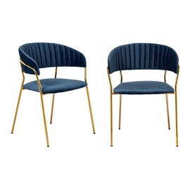 Комплект из 2-х стульев Turin синий, золотые ножки | Интернет магазин мебели и декора LifeDekor