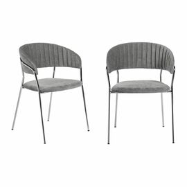 Комплект из 2-х стульев Turin серый вельвет с хромированными ножками | Интернет магазин мебели и декора LifeDekor