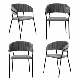 Комплект из 4-х стульев Turin серый вельвет с чёрными ножками | Интернет магазин мебели и декора LifeDekor