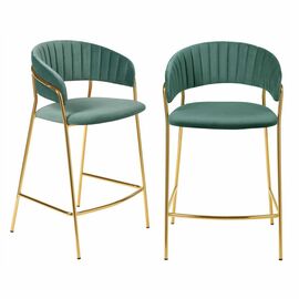 Комплект из 2-х стульев полубарных Turin мятный с золотыми ножками | Интернет магазин мебели и декора LifeDekor