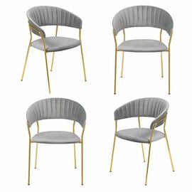 Комплект из 4-х стульев Turin серый, золотые ножки | Интернет магазин мебели и декора LifeDekor