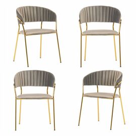 Комплект из 4-х стульев Turin латте, золотые ножки | Интернет магазин мебели и декора LifeDekor