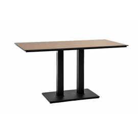 "Каффе" обеденный стол из HPL 140х70см, цвет "дуб", подстолье двойное черное чугун | Интернет магазин мебели и декора LifeDekor