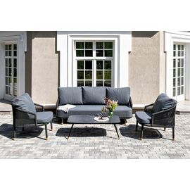 "Верона" лаунж-зона 5-местная плетеная из роупа (веревки), каркас алюминиевый белый, роуп бежевый | Интернет магазин мебели и декора LifeDekor