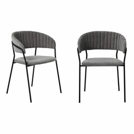 Комплект из 2-х стульев Turin серый вельвет с чёрными ножками | Интернет магазин мебели и декора LifeDekor