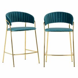 Комплект из 2-х стульев полубарных Turin бирюзовый с золотыми ножками | Интернет магазин мебели и декора LifeDekor