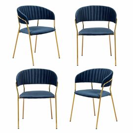 Комплект из 4-х стульев Turin синий, золотые ножки | Интернет магазин мебели и декора LifeDekor