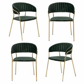 Комплект из 4-х стульев Turin зеленый, золотые ножки | Интернет магазин мебели и декора LifeDekor
