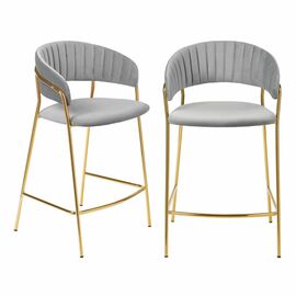 Комплект из 2-х стульев полубарных Turin серый с золотыми ножками | Интернет магазин мебели и декора LifeDekor