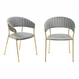 Комплект из 2-х стульев Turin серый, золотые ножки | Интернет магазин мебели и декора LifeDekor