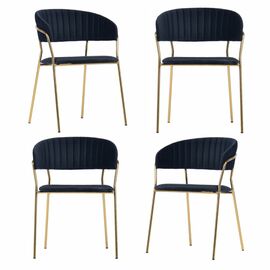 Комплект из 4-х стульев Turin чёрный с золотыми ножками | Интернет магазин мебели и декора LifeDekor