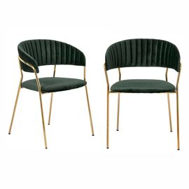Комплект из 2-х стульев Turin зеленый, золотые ножки | Интернет магазин мебели и декора LifeDekor