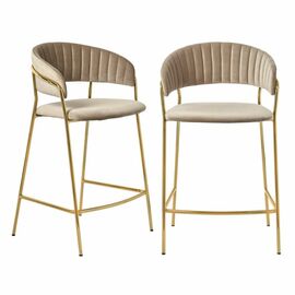 Комплект из 2-х стульев полубарных Turin латте с золотыми ножками | Интернет магазин мебели и декора LifeDekor