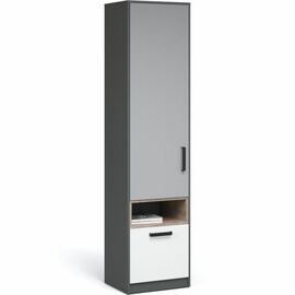 Шкаф-пенал «Квадро» 50 1д1ящ, Антрацит/Дуб эндгрейн/Шиншилла/Белый | Интернет магазин мебели и декора LifeDekor