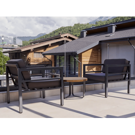 "Эстелья" кресло, каркас алюминий темно-серый (RAL7024) муар, ткань темно-серая 027 | Интернет магазин мебели и декора LifeDekor