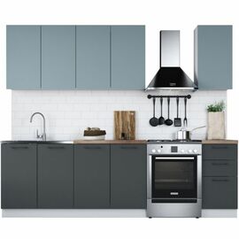 Кухонный гарнитур «Равенна Сити» 200см, Сумеречный голубой/Антрацит | Интернет магазин мебели и декора LifeDekor