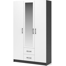 Шкаф «Чикаго» 3д2ящ (с зеркалом) Антрацит/Белый | Интернет магазин мебели и декора LifeDekor