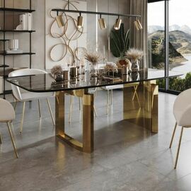 Стол обеденный Liam 230, керамика глянцевая черная | Интернет магазин мебели и декора LifeDekor