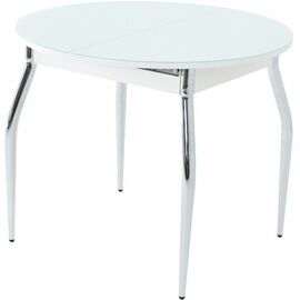 Стол «Ривьера» круг, стекло белый, опоры хром | Интернет магазин мебели и декора LifeDekor