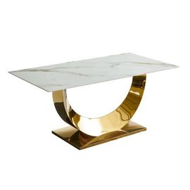 Стол обеденный Прайм IST-801, 180х90х76 см, жемчужный белый/золотой | Интернет магазин мебели и декора LifeDekor