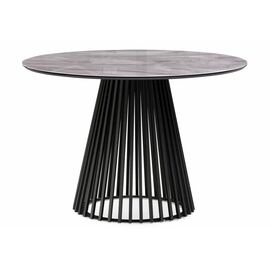 Стол стеклянный Нэнси 110х110х75 серый мрамор / черный | Интернет магазин мебели и декора LifeDekor