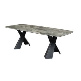 Стол DikLine KY220 керамика серый мрамор С20 глянец/опоры черные | Интернет магазин мебели и декора LifeDekor